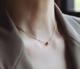 Golden Plated Stainless Steel Round Pendant Necklace