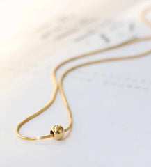 Golden Plated Stainless Steel Round Pendant Necklace