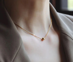 Golden Plated Stainless Steel Round Pendant Necklace